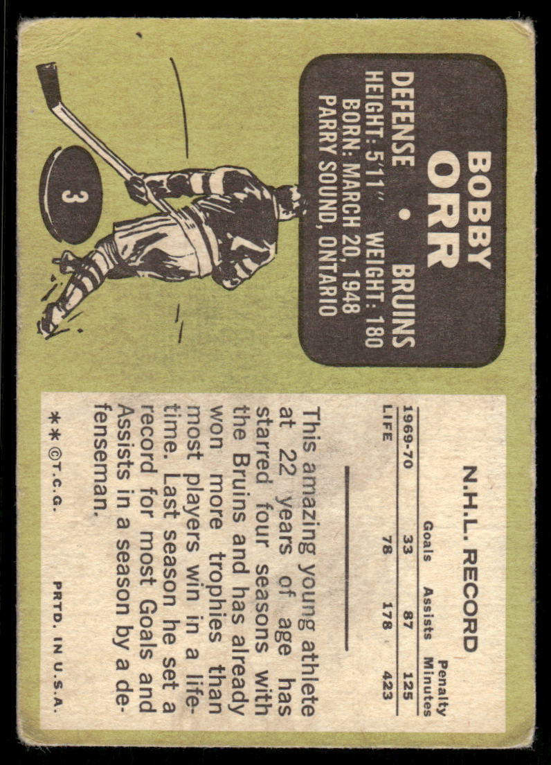 1970-71 Topps Hockey Bobby Orr #3
