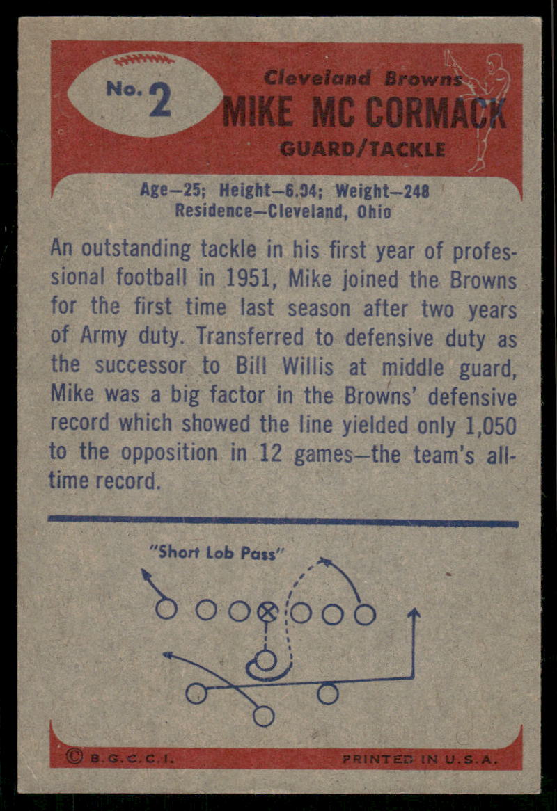 1956 Topps Mike McCormack #2