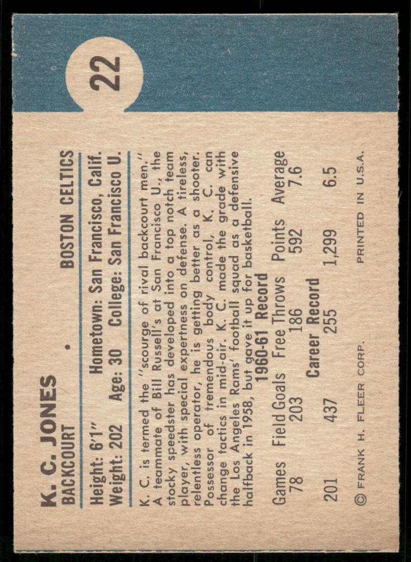 1961 Fleer K.C. Jones #22