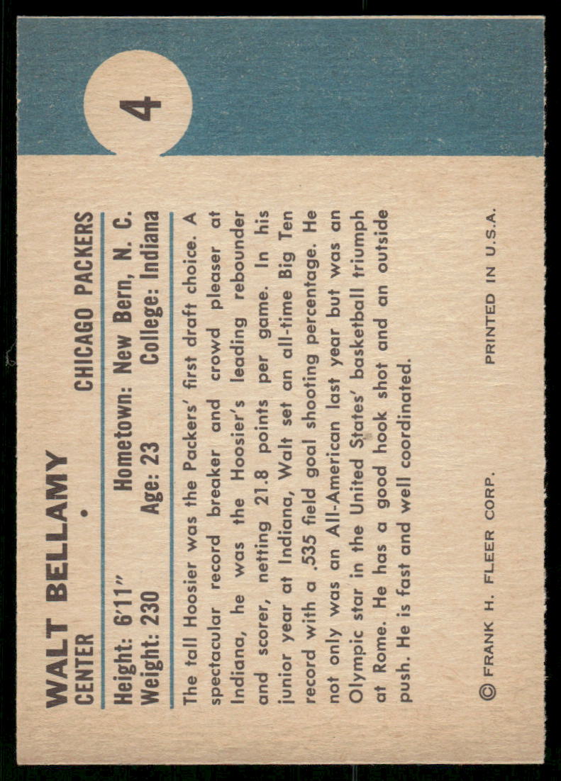 1961 Fleer Walt Bellamy #4