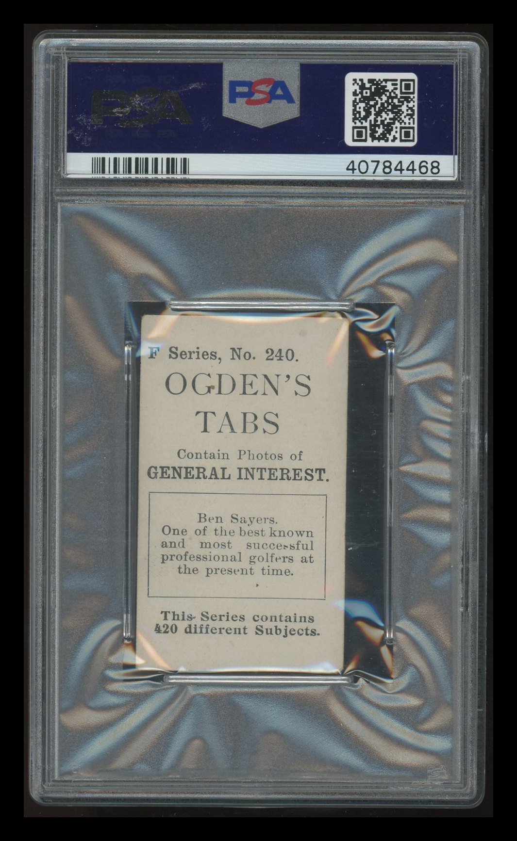 1902 Ogden's LTD. Tabs General Interest Series F Ben Sayers #240 PSA 3.5