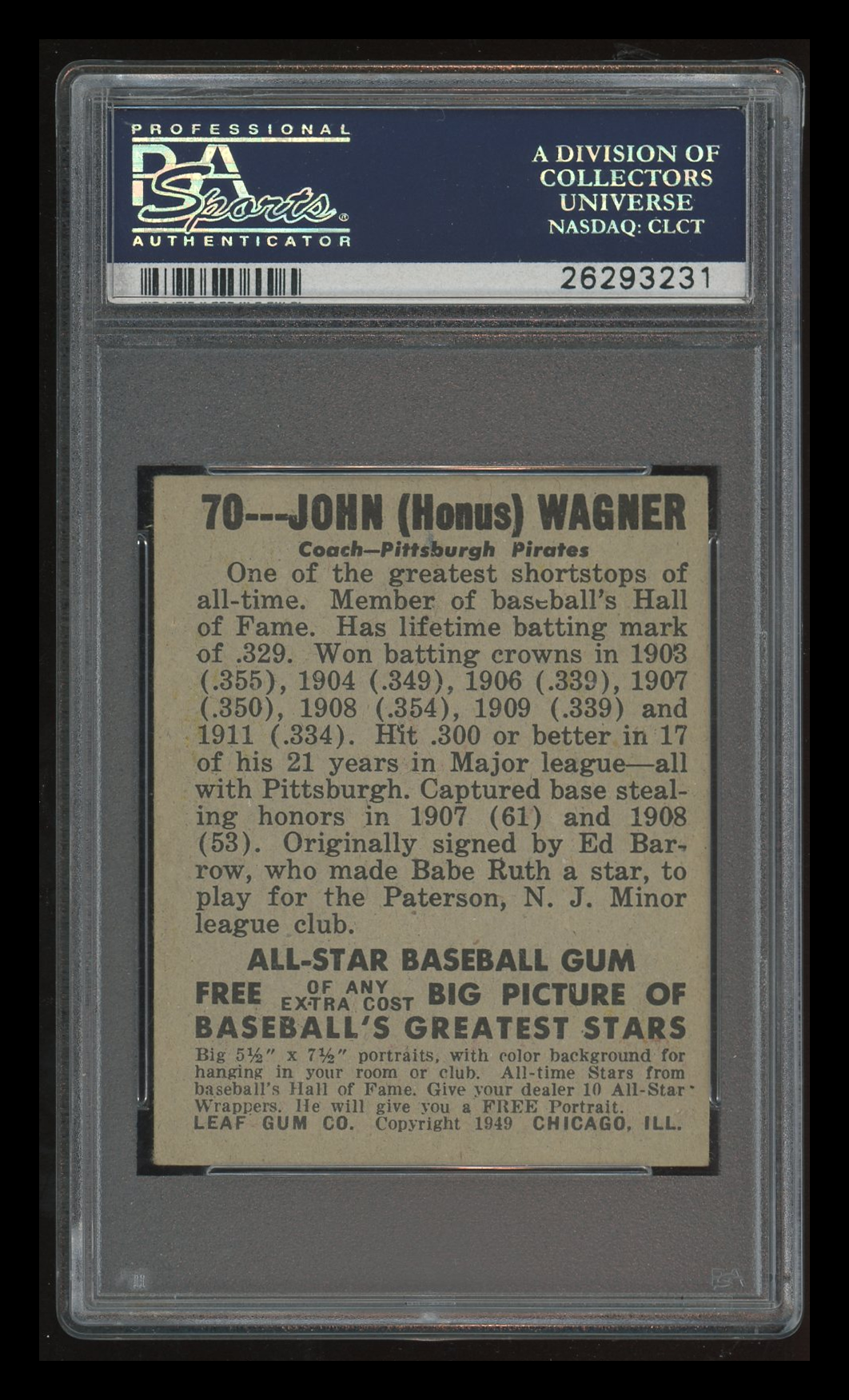 1948 Leaf Honus Wagner #70 PSA 5