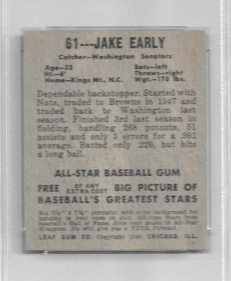 1948 Leaf Jake Early #61 VG-EX Base Set PSA 4