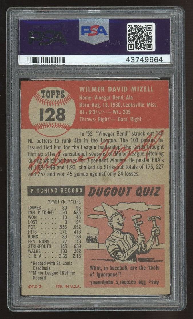 1953 Topps Wilmer Mizell #128 PSA 5