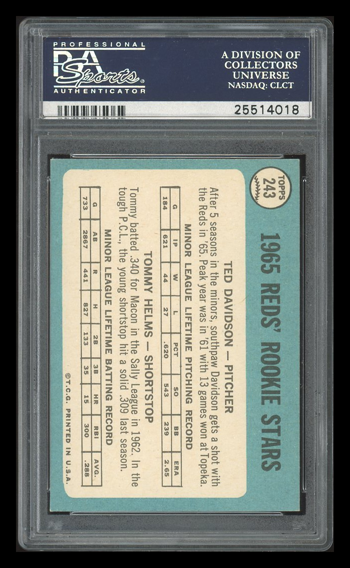 1965 Topps Reds Rookies #243 T. Davidson T. Helms PSA 5