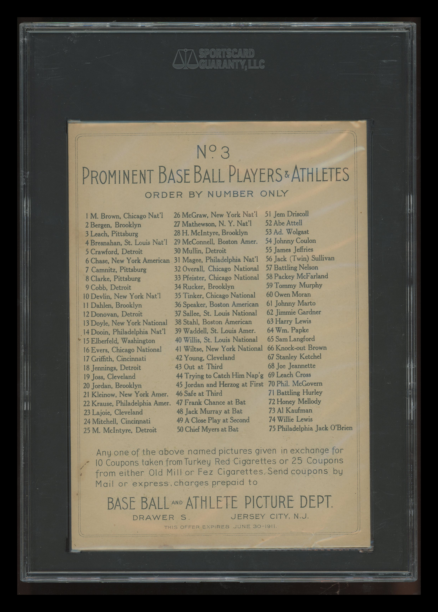 1910 T3 Turkey Red Tommy Leach #3 SGC 5