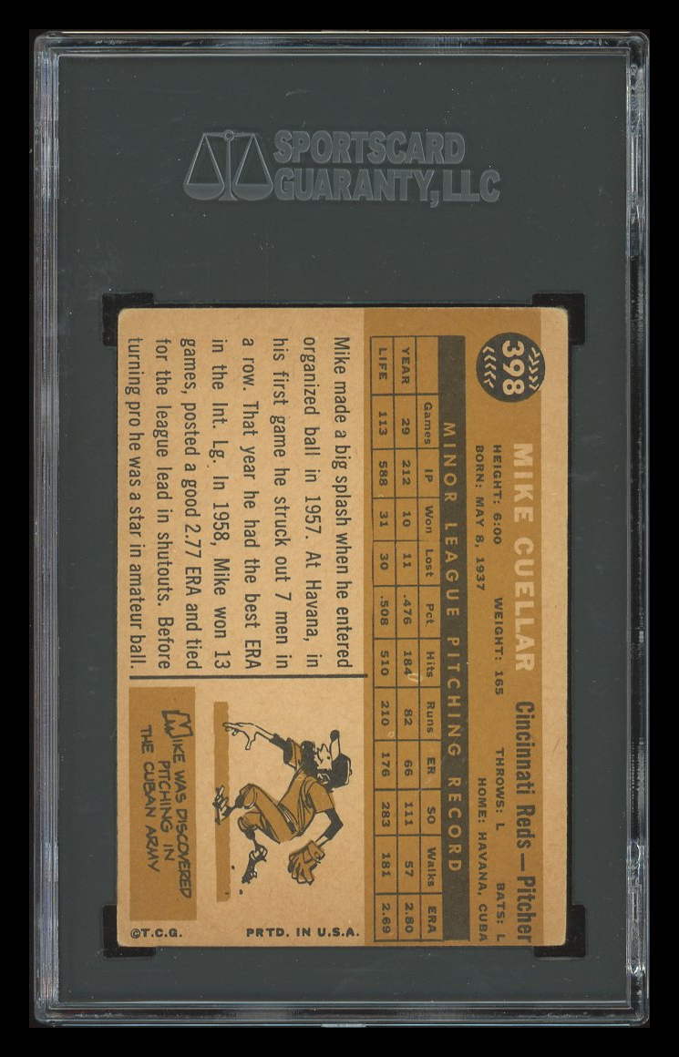 1960 Topps Mike Cuellar #398 SGC 3