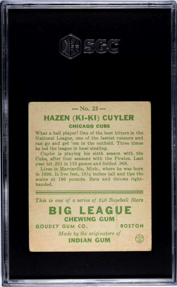 1933 Goudey Ki-Ki Cuyler #23 SGC 4