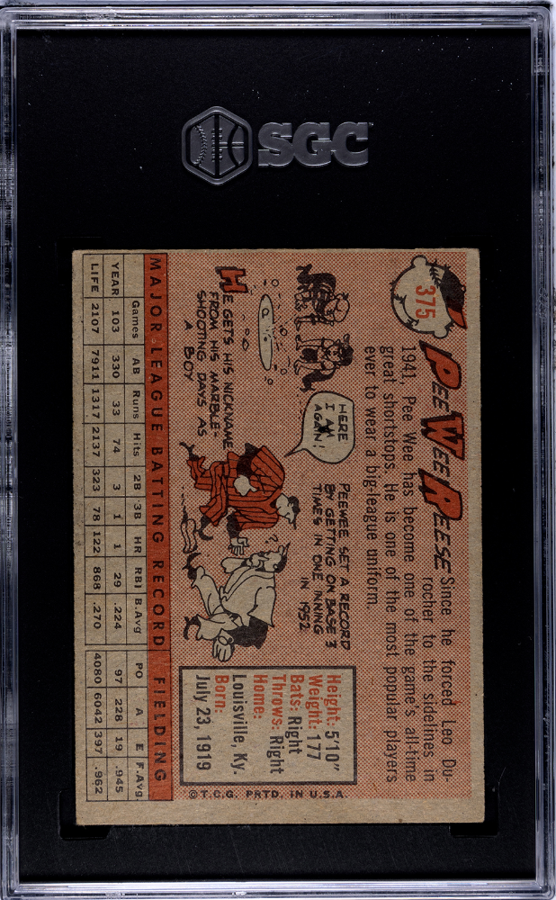 1958 Topps Pee Wee Reese #375 SGC A