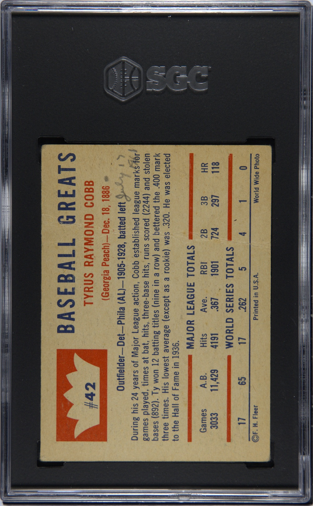 1960 Fleer Ty Cobb #42 SGC 1