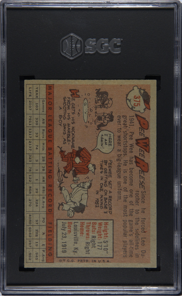 1958 Topps Pee Wee Reese #375 SGC 6
