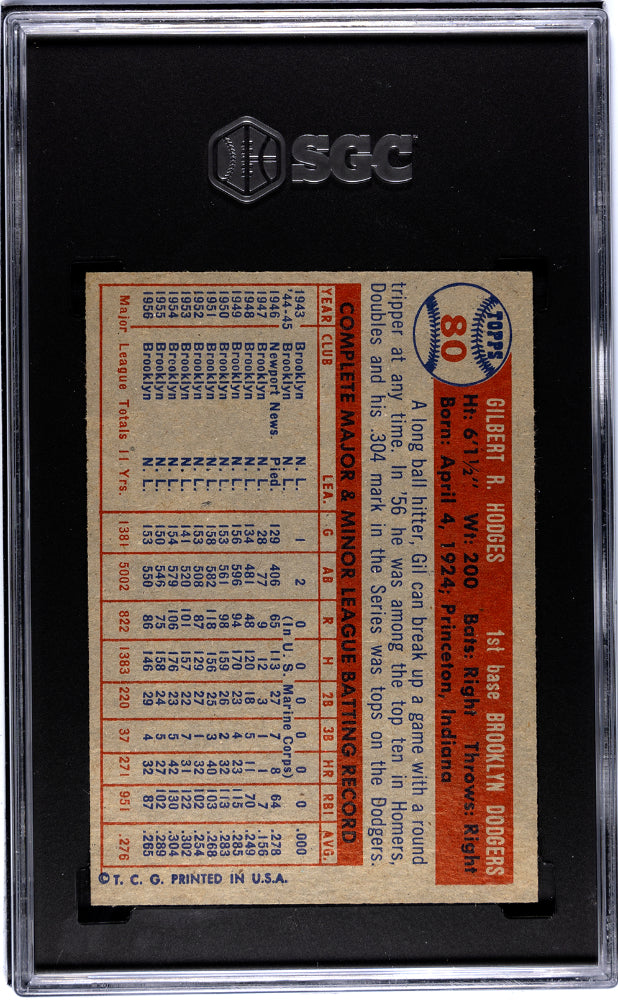 1957 Topps Gil Hodges #80 SGC 6