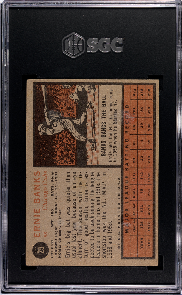 1962 Topps Ernie Banks #25 SGC 1