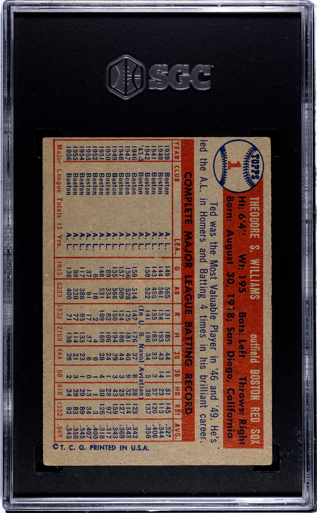 1957 Topps Ted Williams #1 SGC 3