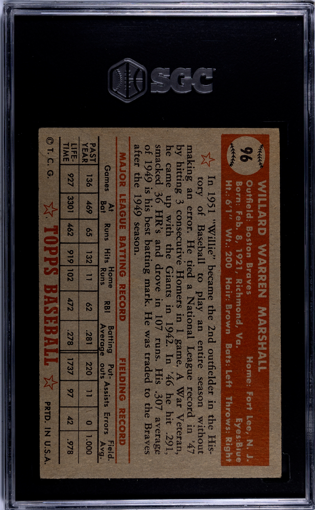 1952 Topps Willard Marshall #96 SGC 5