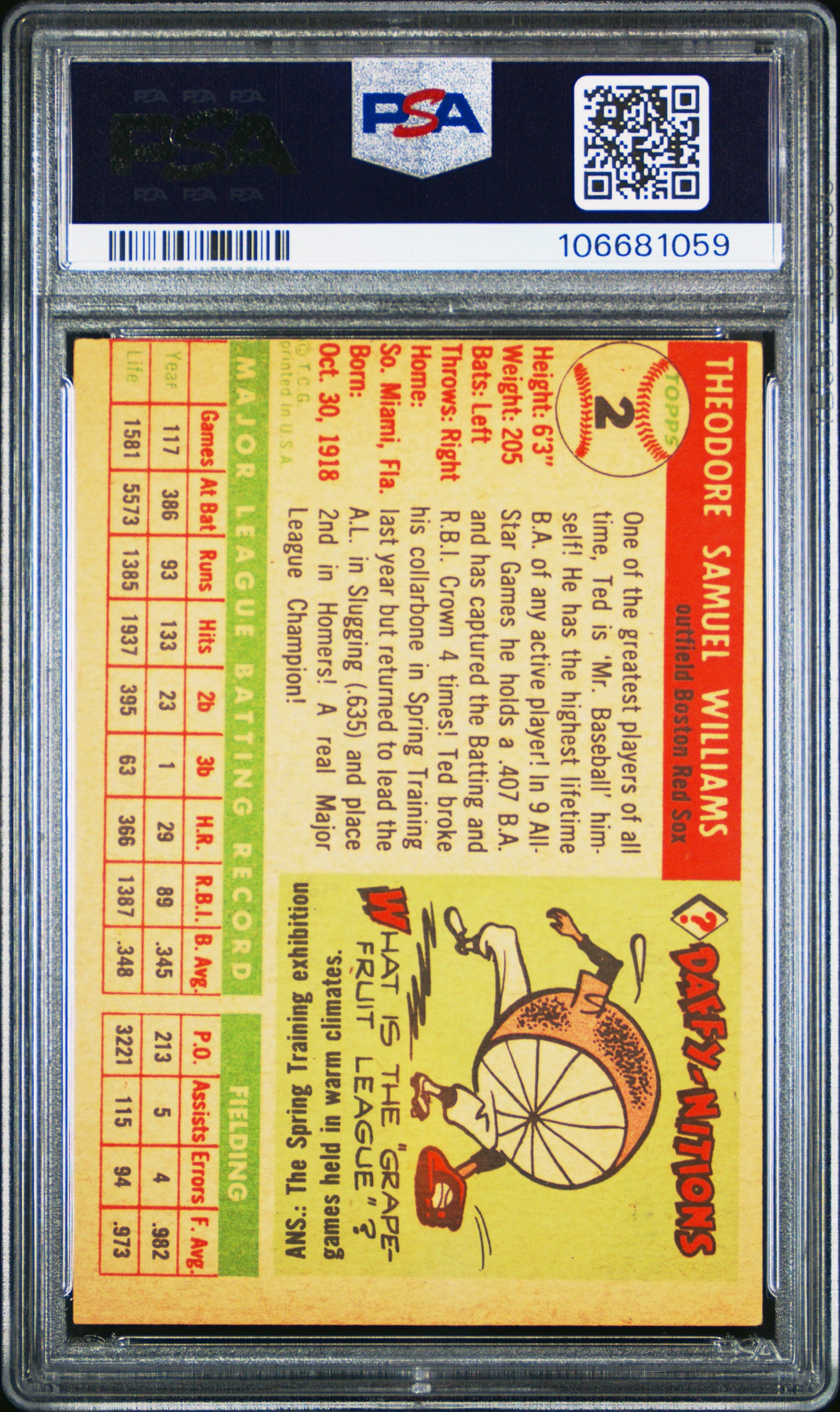 1955 Topps Ted Williams #2 MC PSA 5