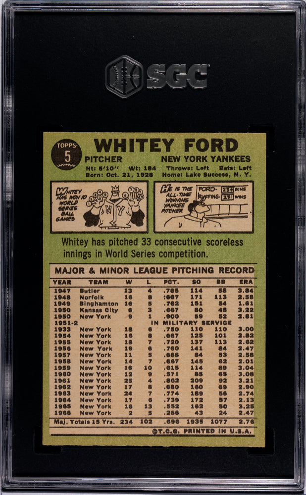 1967 Topps Whitey Ford #5 SGC 6