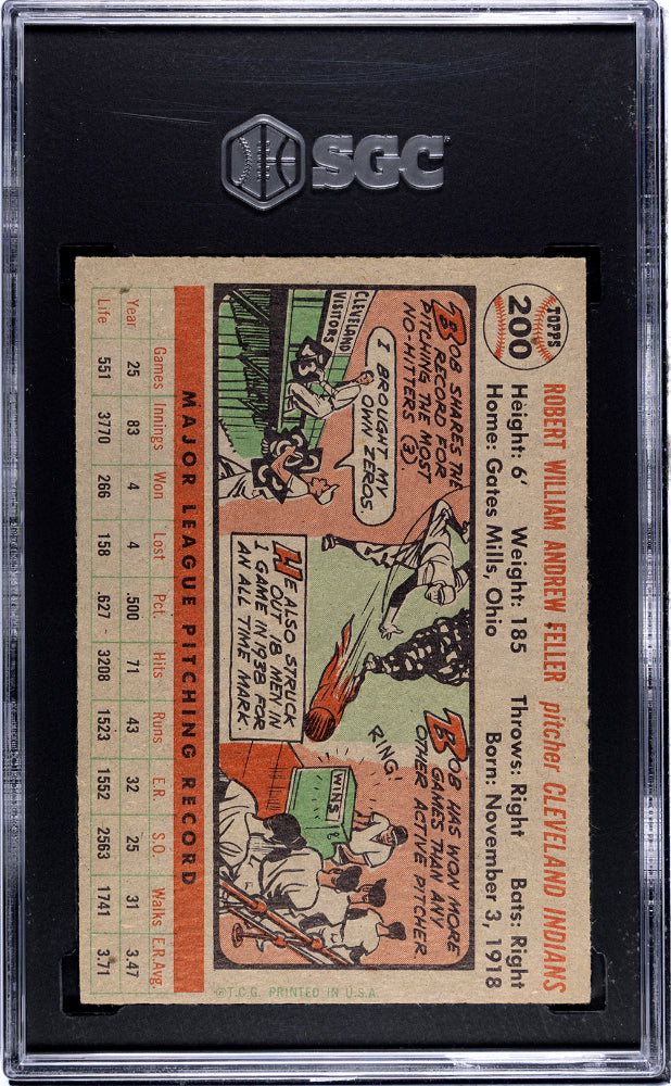 1956 Topps Bob Feller #200 SGC 5