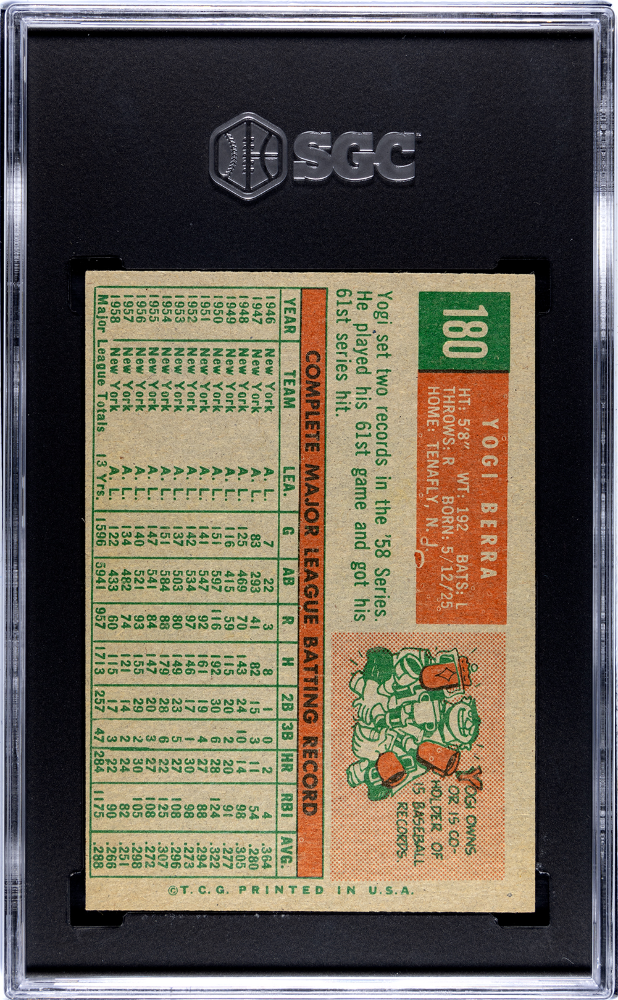 1959 Topps Yogi Berra #180 SGC 4