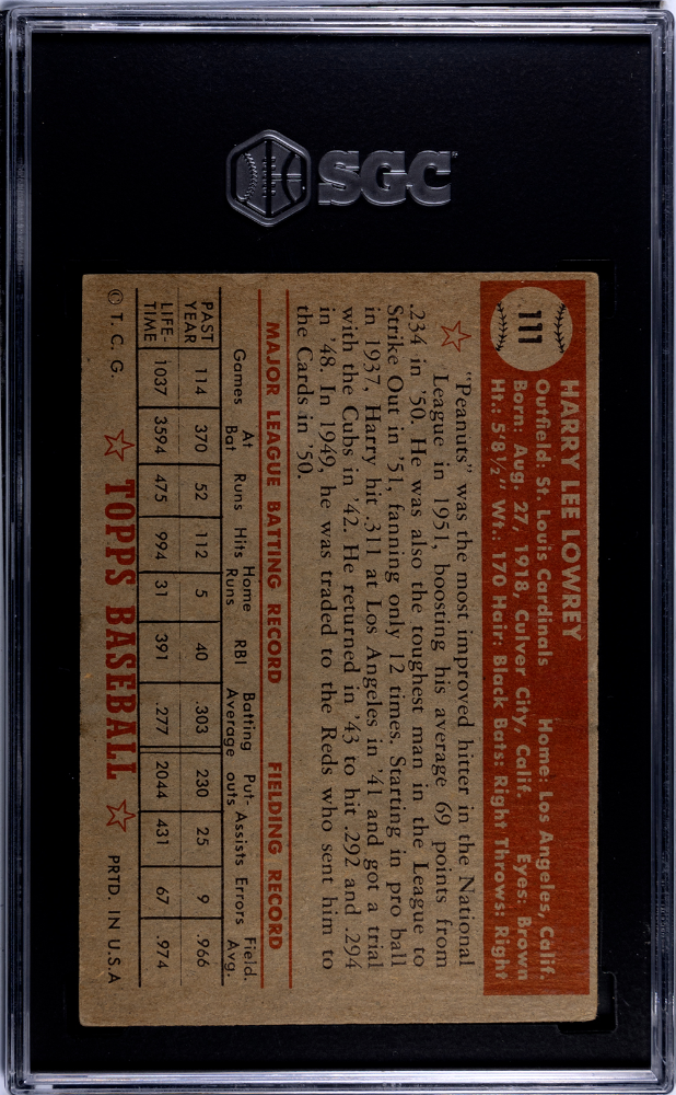 1952 Topps Harry Lowrey #111 SGC 4