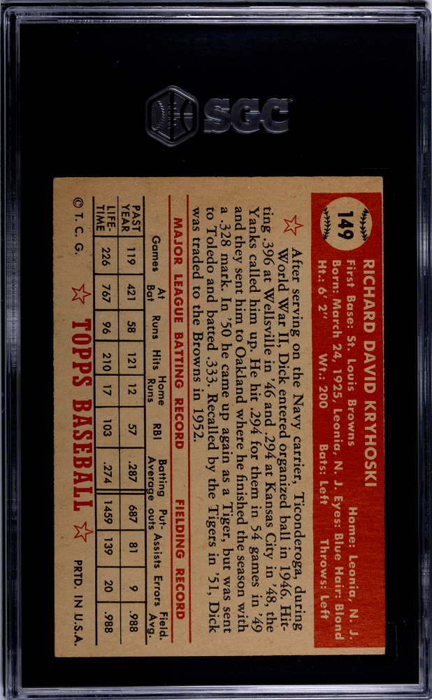 1952 Topps Dick Kryhoski #149 SGC 4.5