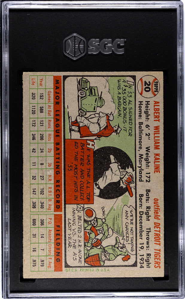 1956 Topps Al Kaline #20 Gray Back SGC 5.5