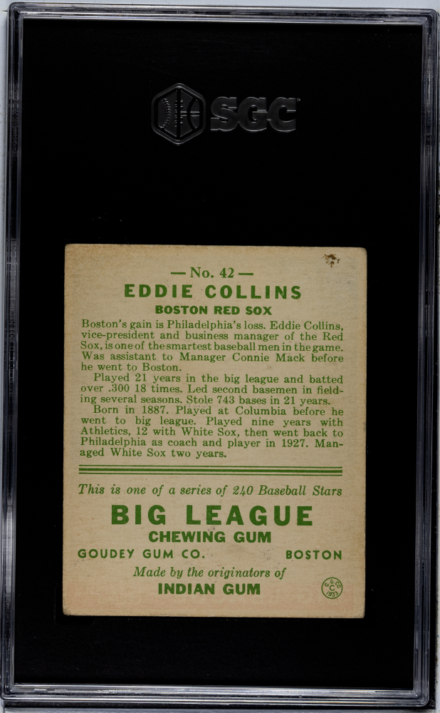 1933 Goudey Eddie Collins #42 SGC 4