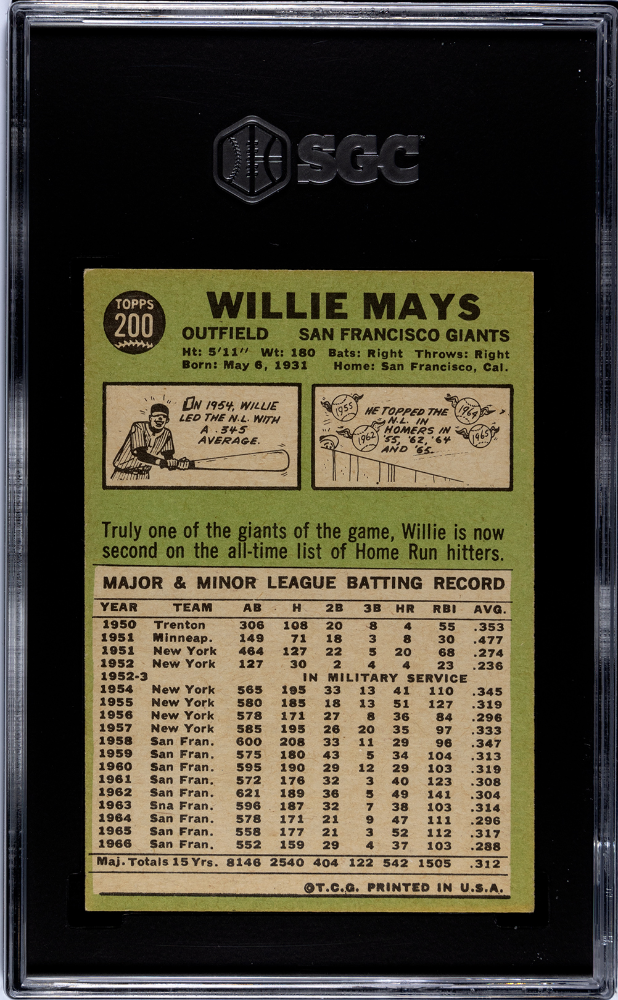 1967 Topps Willie Mays #200 SGC 6