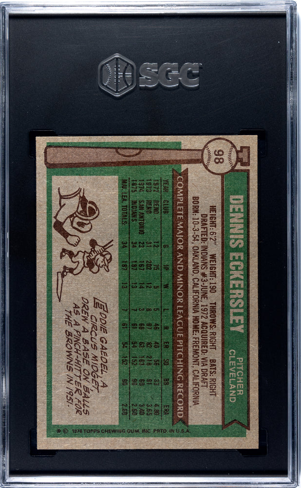 1976 Topps Dennis Eckersley #98 SGC 8.5