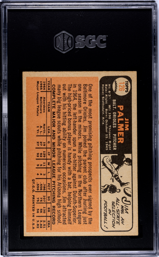 1966 Topps Jim Palmer #126 SGC 3