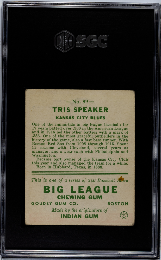 1933 Goudey Tris Speaker #89 SGC 3