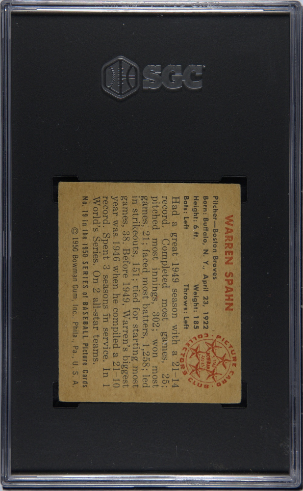 1950 Bowman Warren Spahn #19 SGC 3