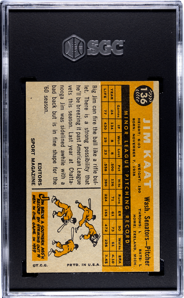 1960 Topps Jim Kaat #136 SGC 5