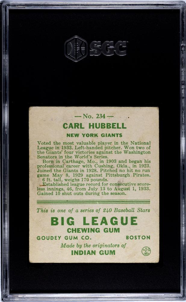 1933 Goudey Carl Hubbell #234 SGC 3