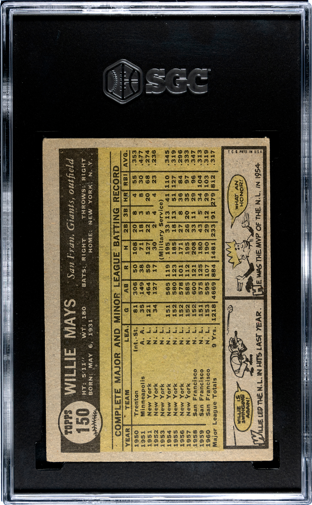 1961 Topps Willie Mays #150 SGC 4