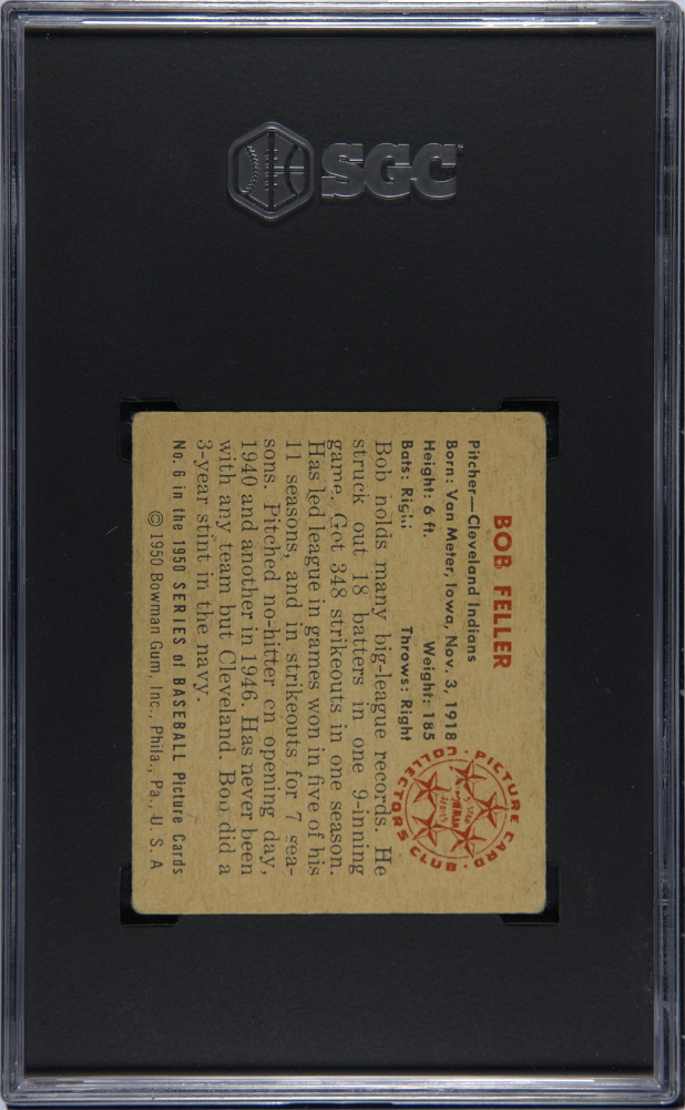 1950 Bowman Bob Feller #6 SGC 3