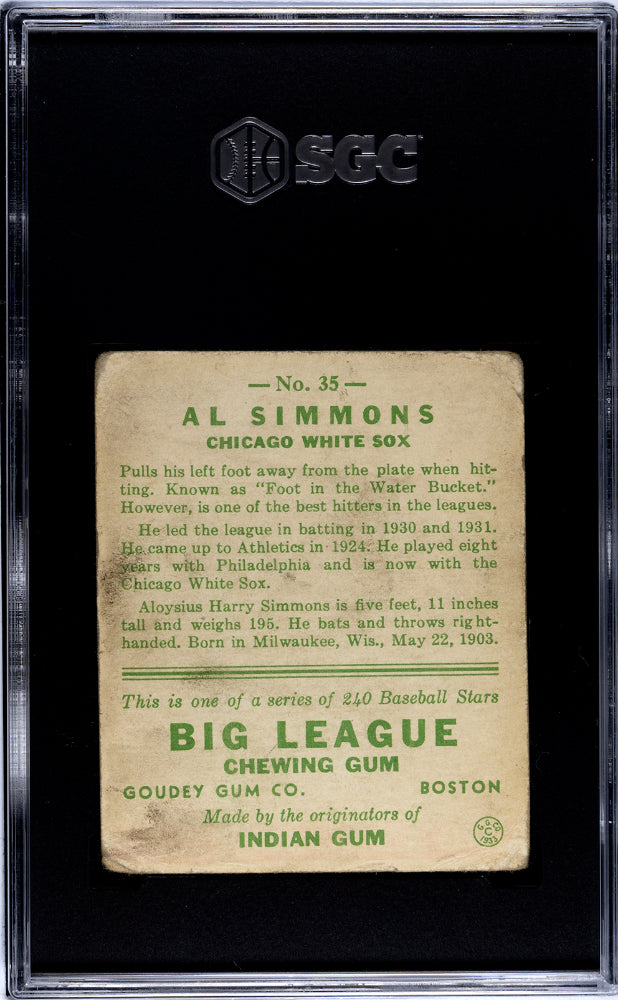1933 Goudey Al Simmons #35 SGC 1.5