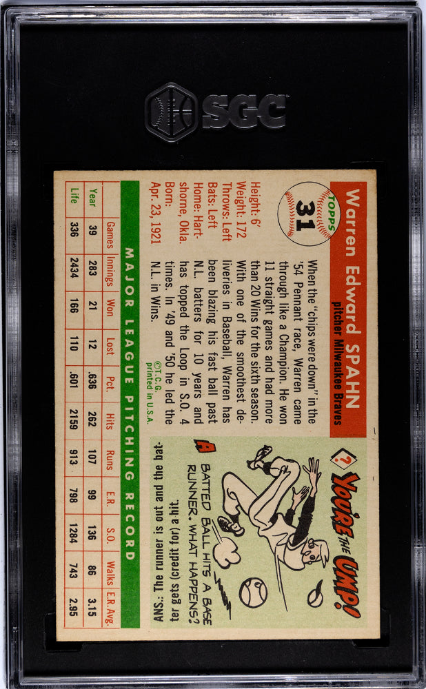 1955 Topps Warren Spahn #31 SGC 6.5