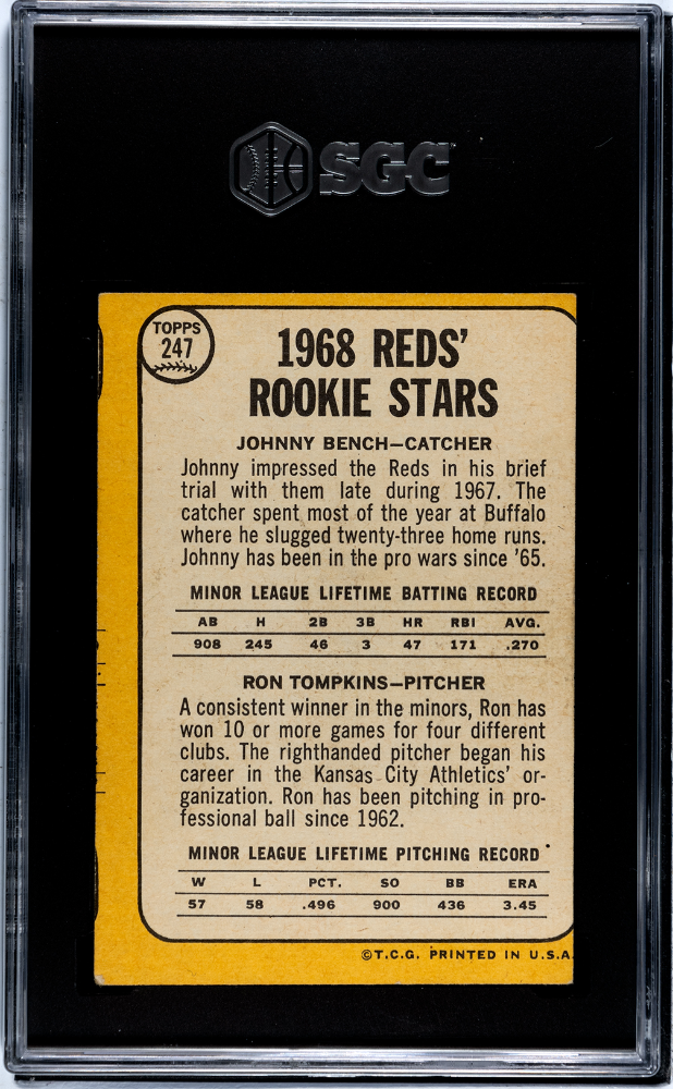 1968 Topps Johnny Bench #247 SGC 2.5