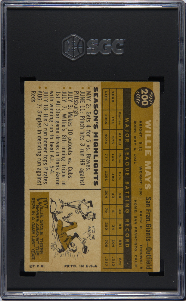 1960 Topps Willie Mays #200 SGC 2