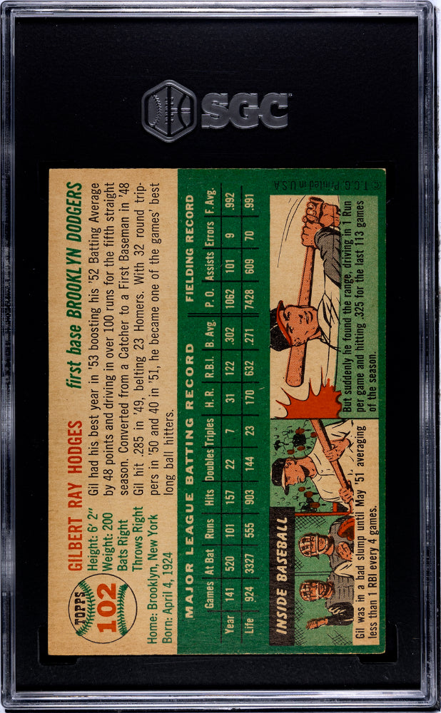 1954 Topps Gil Hodges #102 SGC 5