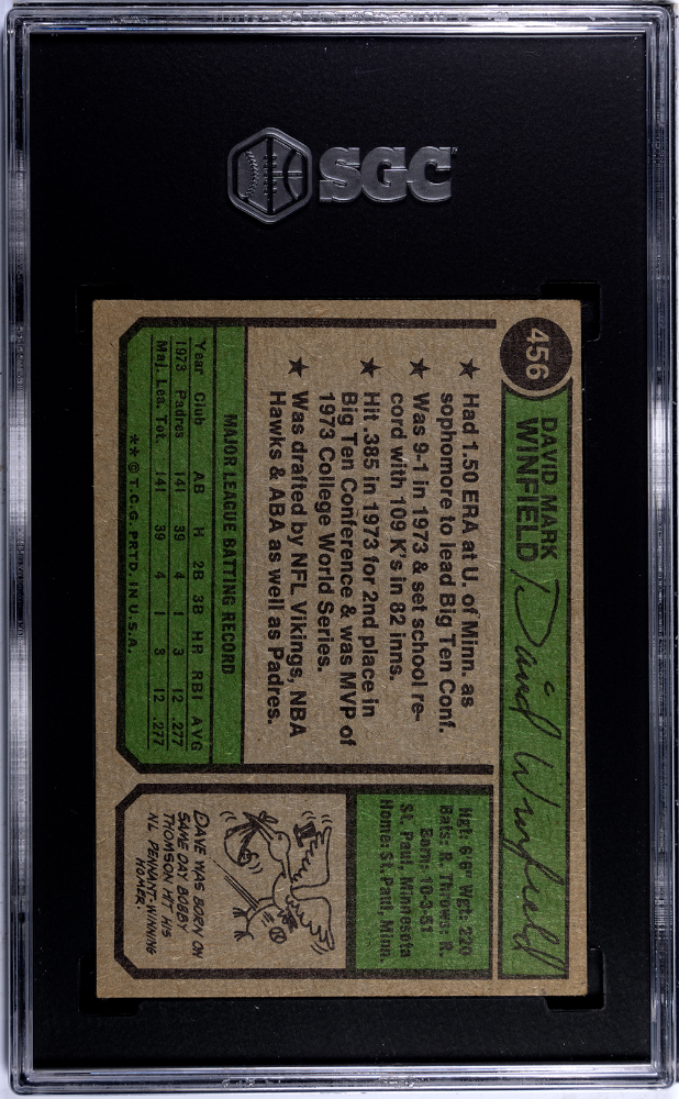 1974 Topps Dave Winfield #456 SGC 4