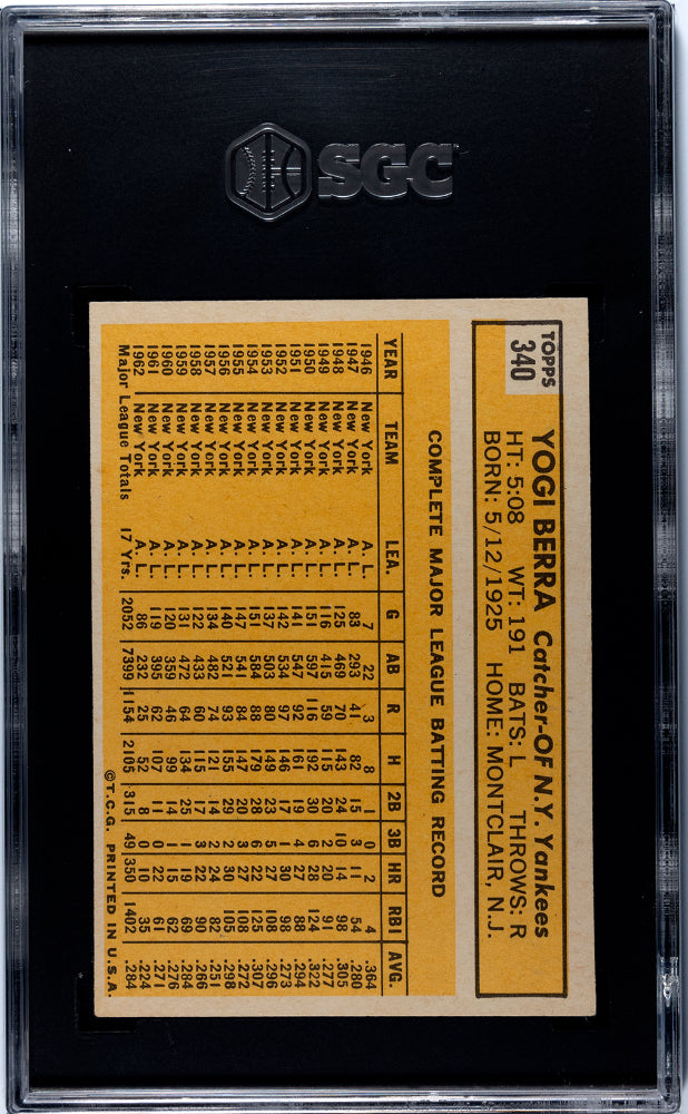 1963 Topps Yogi Berra #340 SGC 5