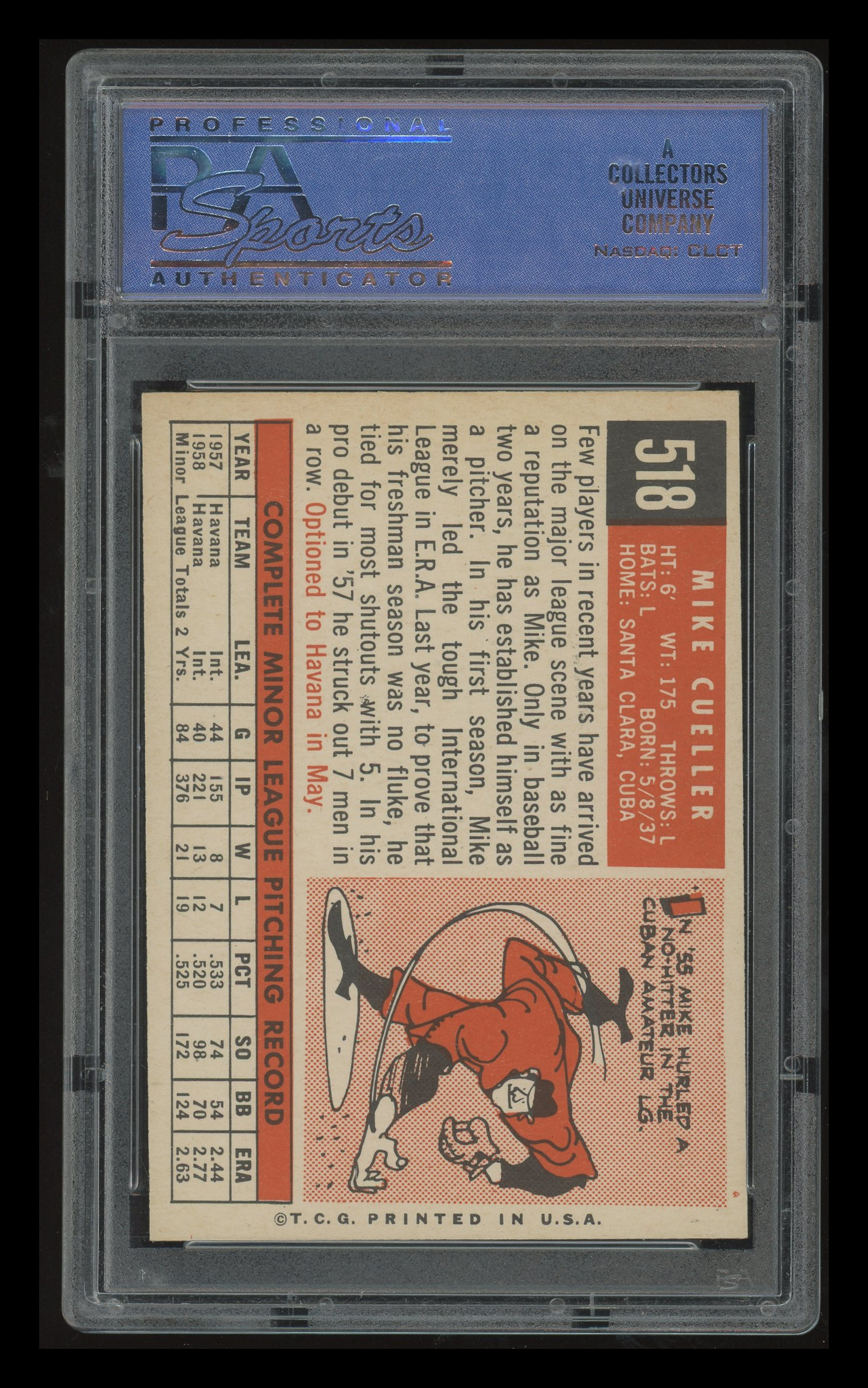 1959 Topps Mike Cueller #518 PSA 8