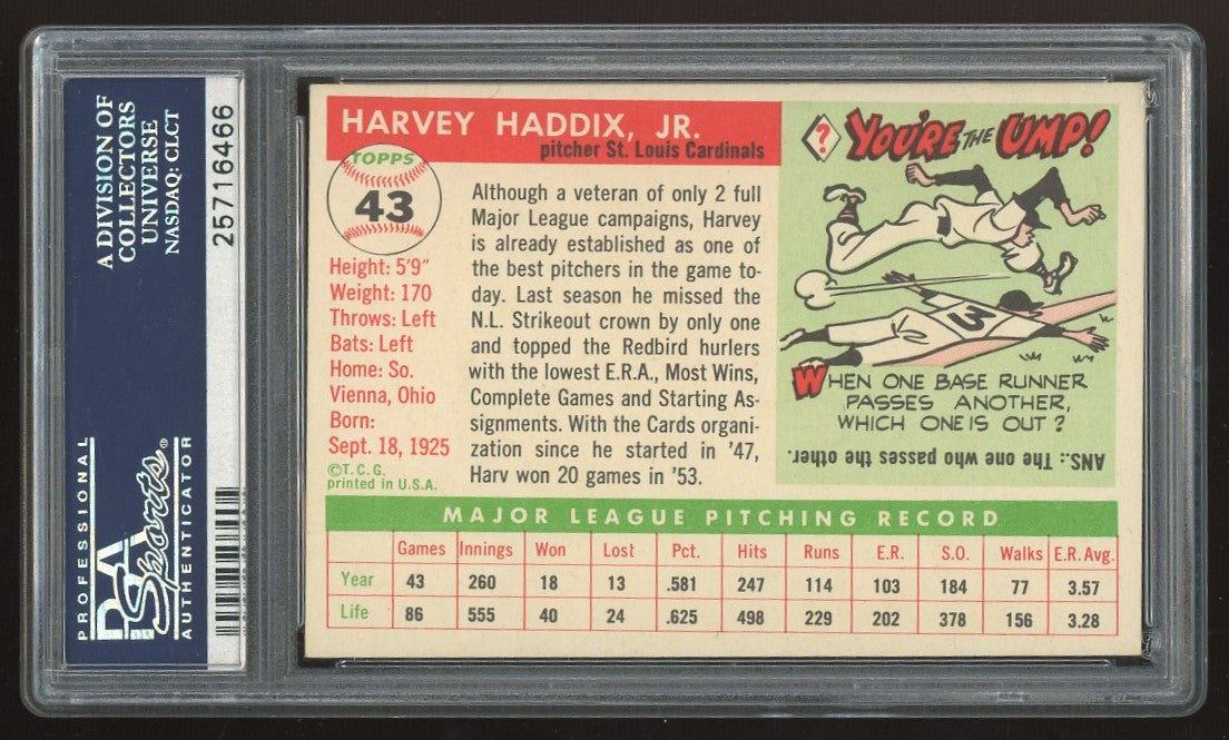 1955 Topps Harvey Haddix #43 PSA 6