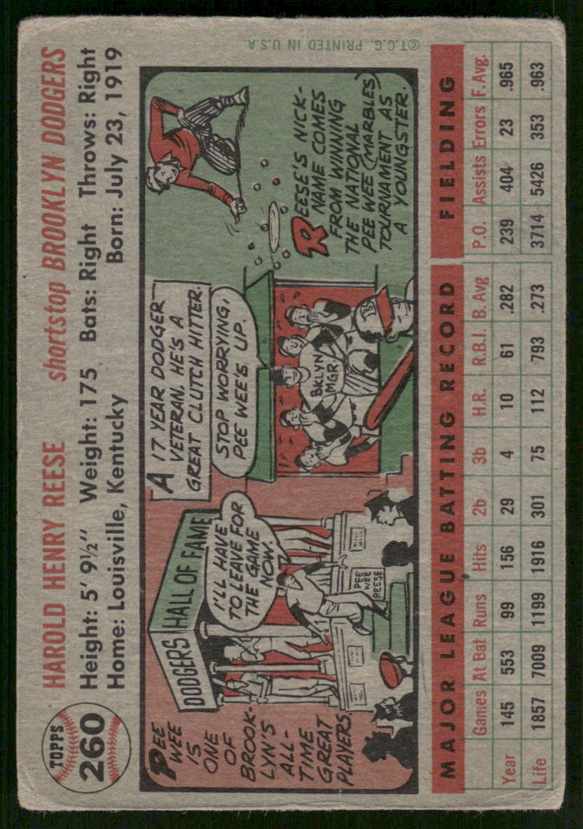 1956 Topps Pee Wee Reese #260