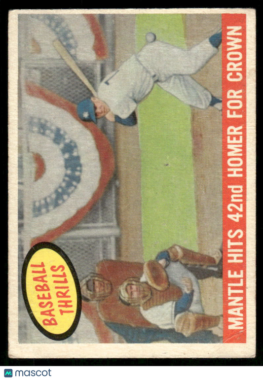 1959 Topps Baseball Thrills Mickey Mantle #461