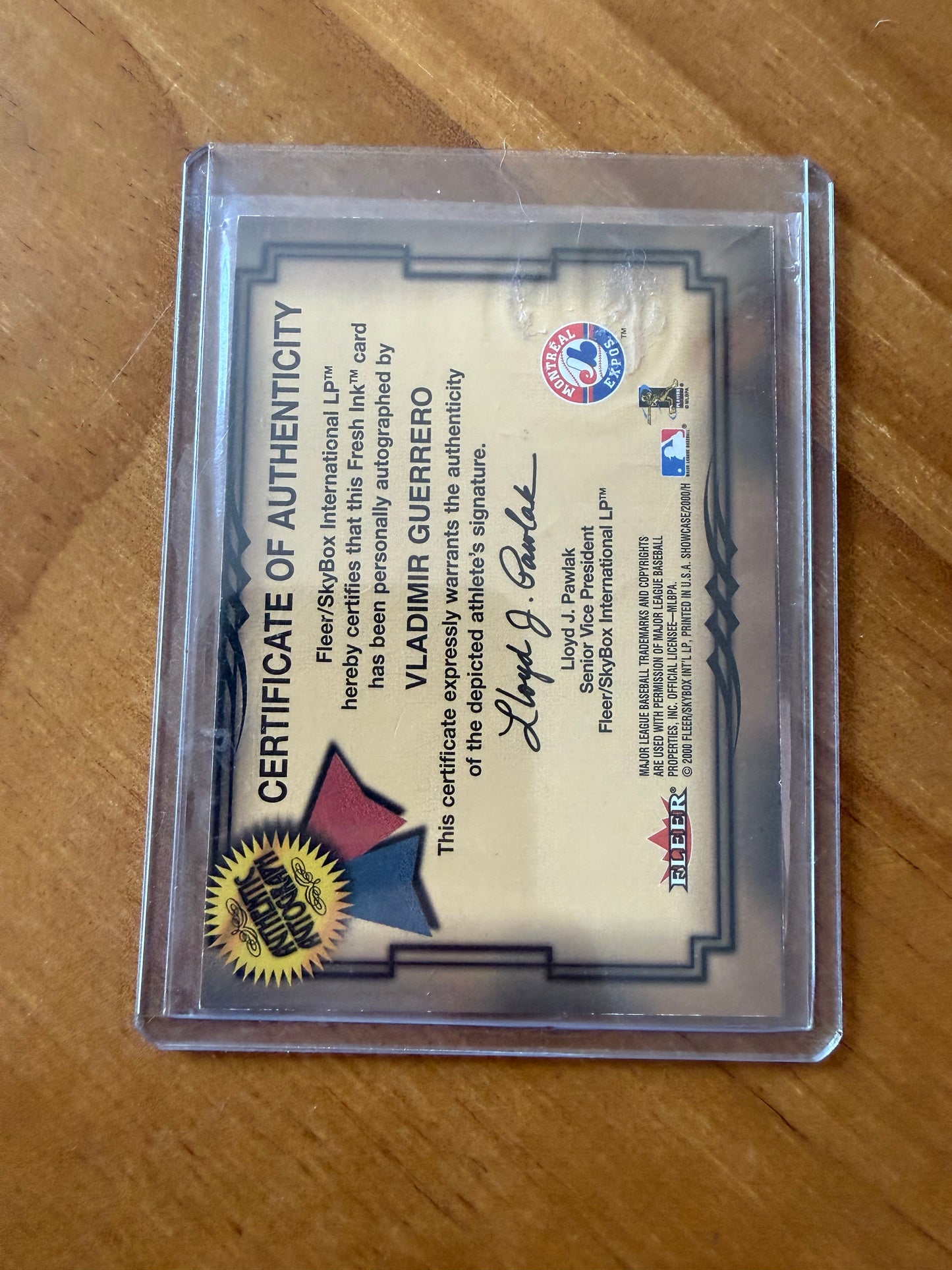 2000 SkyBox Showcase Fresh Ink Vladimir Guerrero