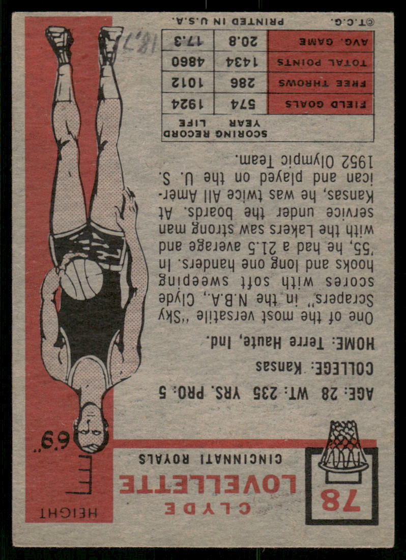 1957 Topps Clyde Lovellette #78