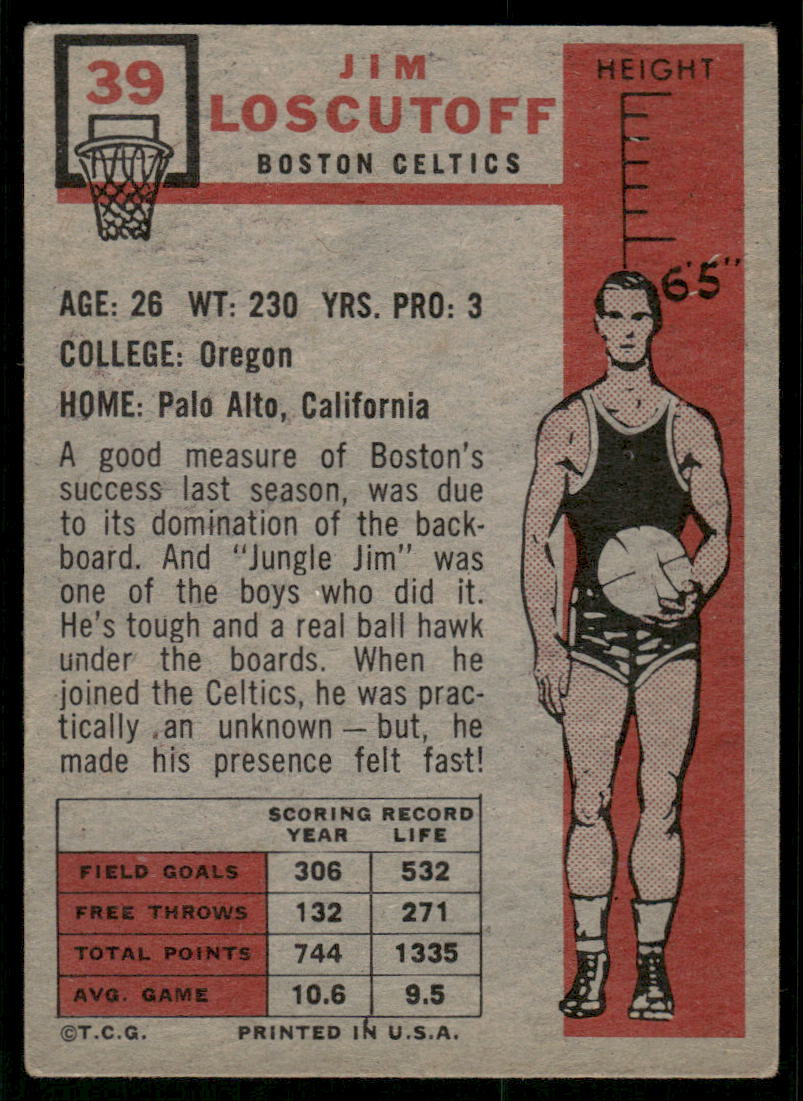 1957 Topps Jim Loscutoff #39